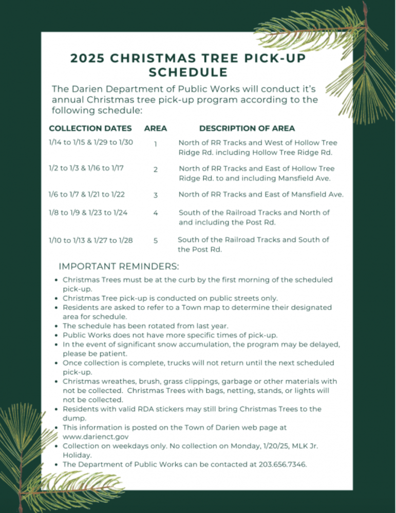 Christmas Tree Pickup Schedule 2025